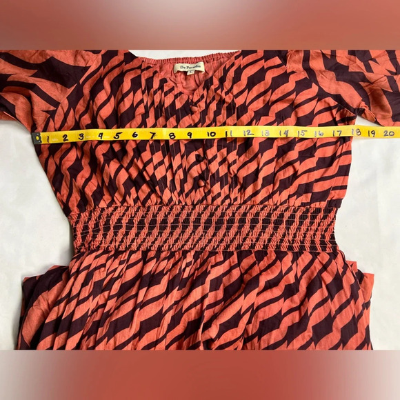 DU PARADIS Maroon and rust striped deep V maxi dress size L - Picture 14 of 16